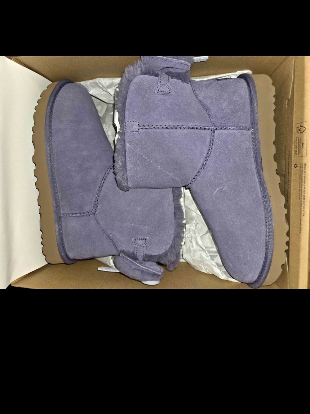 UGG Purple Suede Mini Boot with Shearling Bow